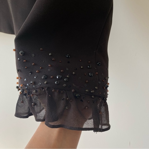 Tahari Arthur S. Levine Button Front Blazer Chiffon Cuffs With Sequins - Picture 12 of 16